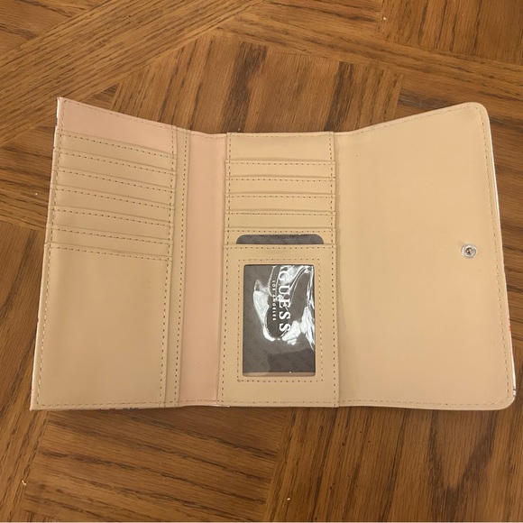 Guess Pink Floral Trifold Long Continental Wallet with Silver Hardware - Picture 4 of 4